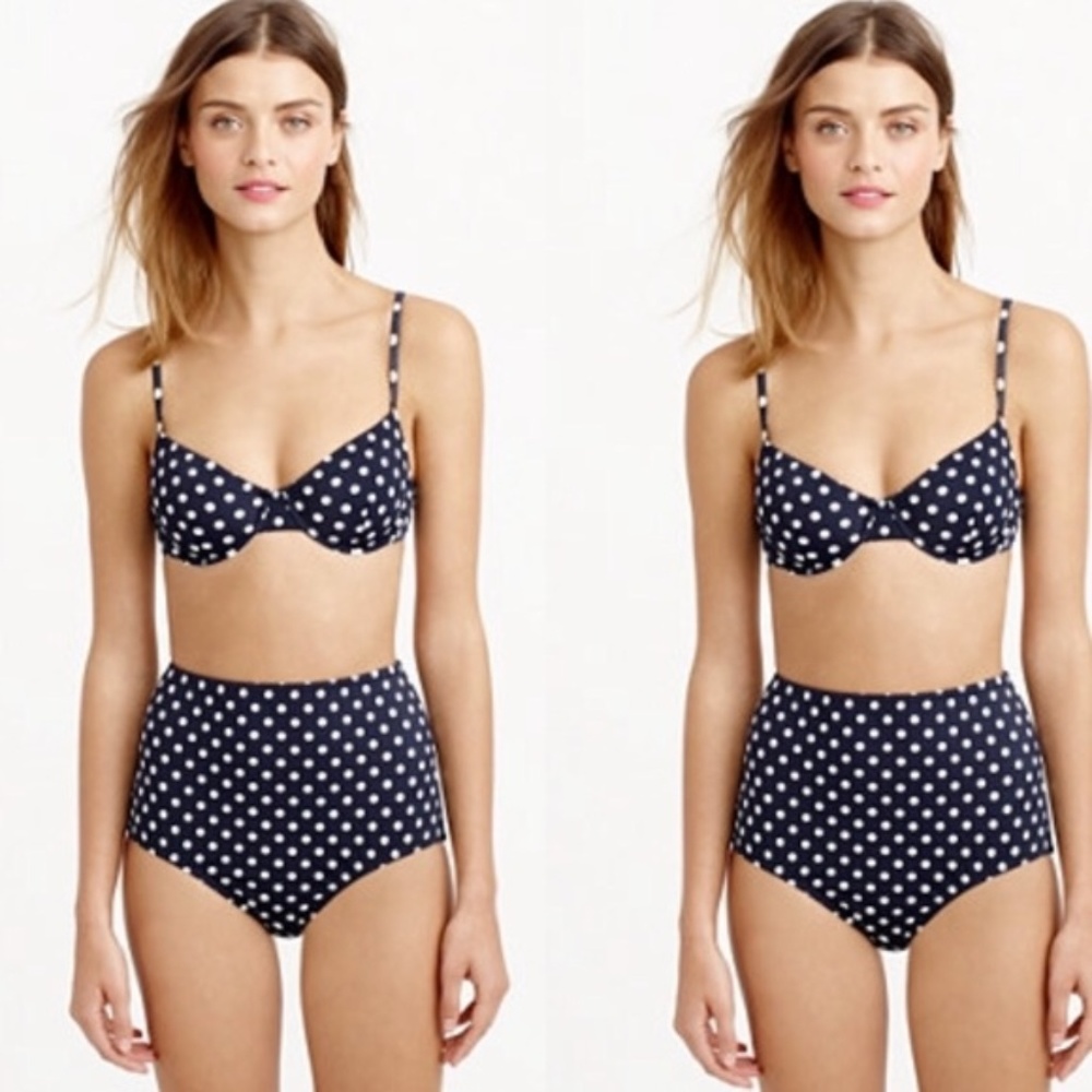 NWT 32B J. Crew Polka Dot Underwire Bikini Top